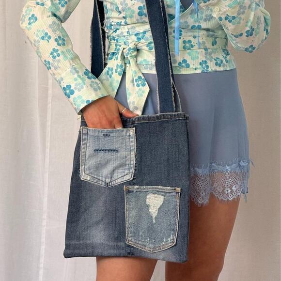 Upcycled Denim With Pastel Peace Sign Purse - Etsy ✿ handmade recycled denim peace sign tote ✿